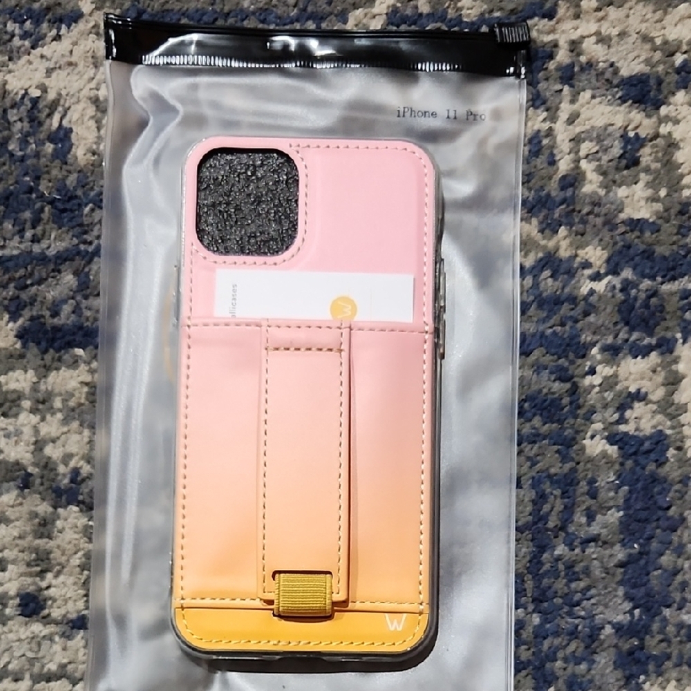 Gradient Pink and Orange iPhone 11 Pro Case with Cardholder And Stand